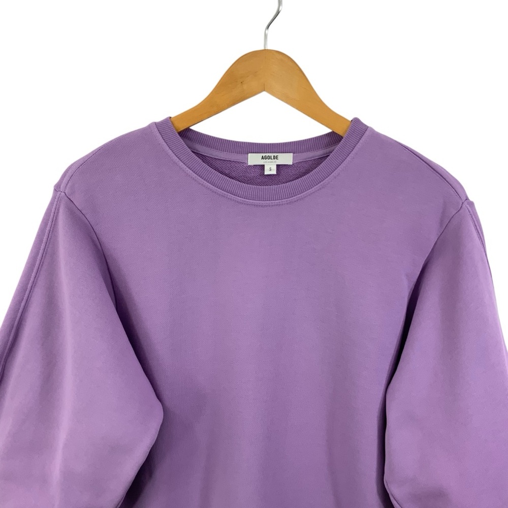 AGOLDE Thora Sweatshirt Purple French Terry Crewneck Balloon Sleeve F17 - Picture 3 of 10